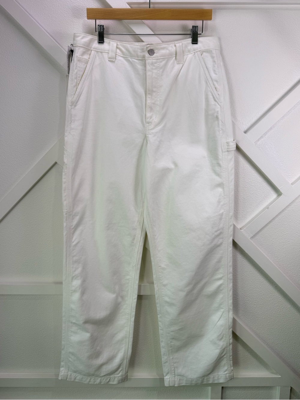 NWT Aritzia TNA Greenwich Carpenter Pant Relaxed High Rise White Size 12